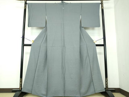 平和屋着物●上質な色無地　花尽くし地紋　藍墨茶色　正絹　逸品　DABE5369ps