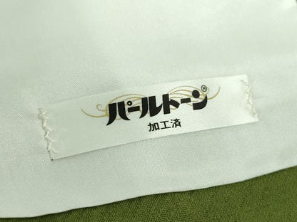 平和屋着物●上質な色無地　霞地紋　濃松葉色　正絹　逸品　DABE5370ps