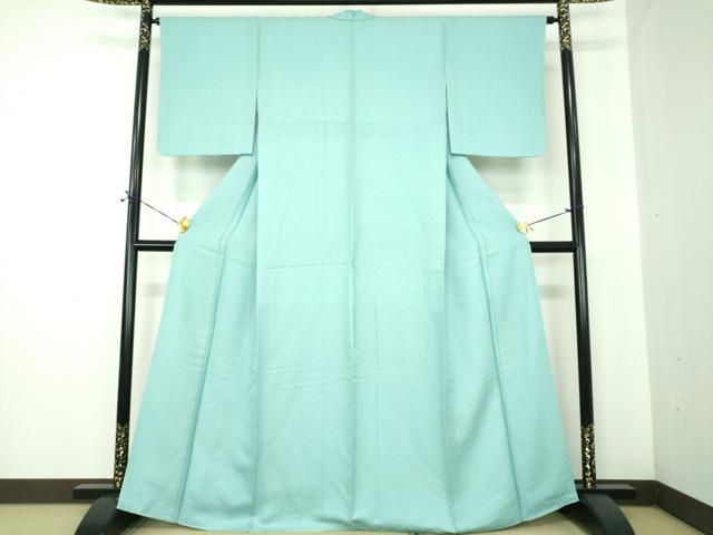 平和屋着物●上質な色無地　霞地紋　白群色　正絹　逸品　未使用　DABE5371ps