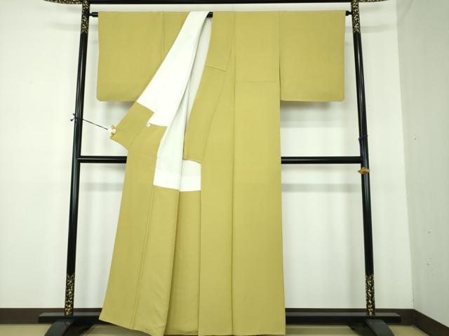 平和屋着物●上質な色無地　青朽葉色　正絹　逸品　DABE5372ps
