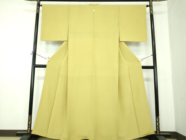 平和屋着物●上質な色無地　青朽葉色　正絹　逸品　DABE5372ps