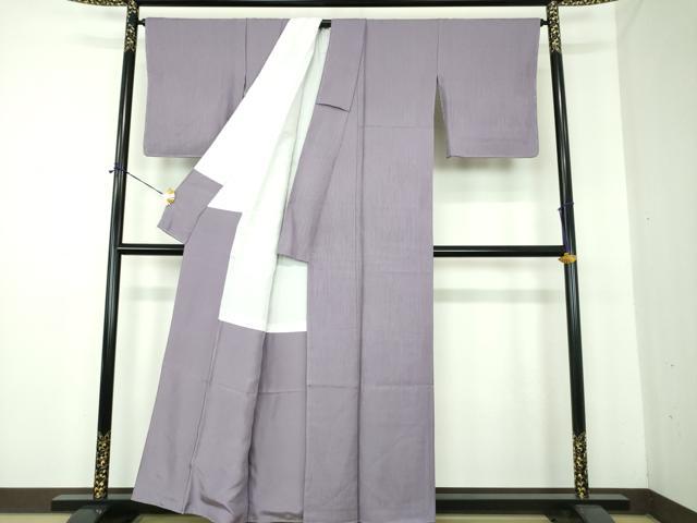 平和屋着物●上質な色無地　霞地紋　鳩羽色　正絹　逸品　未使用　DABE5373ps