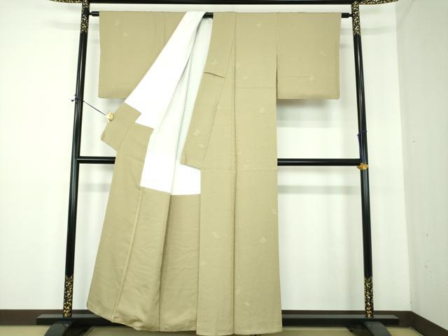平和屋着物●本加賀友禅作家　梶山伸監修　色無地　吉祥花地紋　榛色　正絹　逸品　DABE5376ps