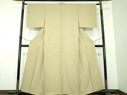 平和屋着物●本加賀友禅作家　梶山伸監修　色無地　吉祥花地紋　榛色　正絹　逸品　DABE5376ps