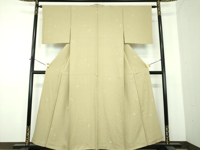平和屋着物●本加賀友禅作家　梶山伸監修　色無地　吉祥花地紋　榛色　正絹　逸品　DABE5376ps