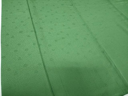 平和屋着物●上質な色無地　桜地紋　緑青色　正絹　逸品　DABE5379ps
