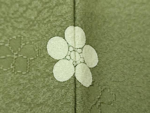 平和屋着物●世界的ファッションデザイナー　山本寛斎監修　kansaiブランド　色無地　舞桜地紋　老竹色　証紙付き　正絹　逸品　DABE5380ps