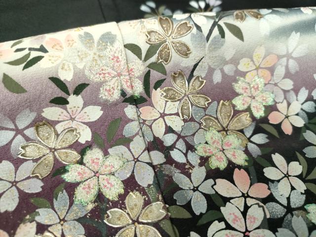 平和屋着物●豪華黒留袖　刺繍　夜桜　暈し染め　金銀彩　やまと誂製　正絹　逸品　DABE5381ps