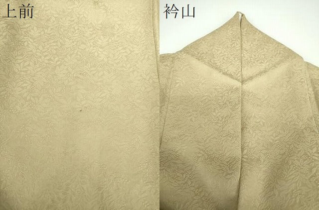 平和屋着物●上質な色無地　南天地紋　白橡色　正絹　逸品　DABE5383ps