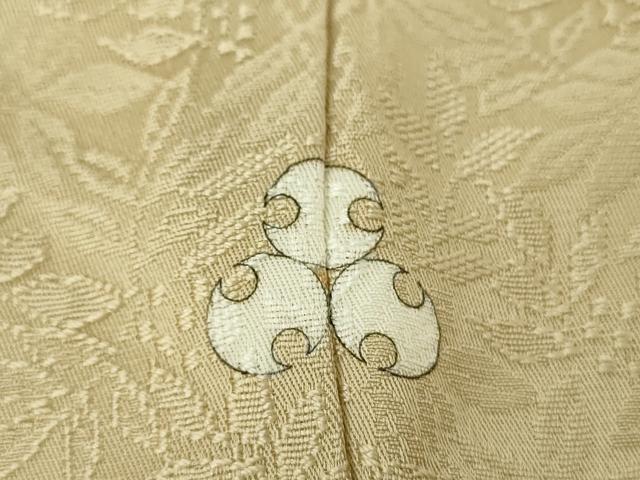 平和屋着物●上質な色無地　南天地紋　白橡色　正絹　逸品　DABE5383ps