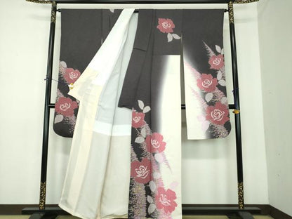 平和屋着物●豪華振袖　絞り　薔薇　暈し染め　金彩　正絹　逸品　DABE5387ps