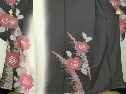 平和屋着物●豪華振袖　絞り　薔薇　暈し染め　金彩　正絹　逸品　DABE5387ps