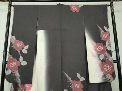 平和屋着物●豪華振袖　絞り　薔薇　暈し染め　金彩　正絹　逸品　DABE5387ps