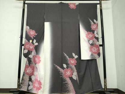 平和屋着物●豪華振袖　絞り　薔薇　暈し染め　金彩　正絹　逸品　DABE5387ps