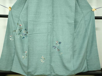 平和屋着物●訪問着　紬地　枝葉文　金彩　正絹　逸品　DABE5391ps