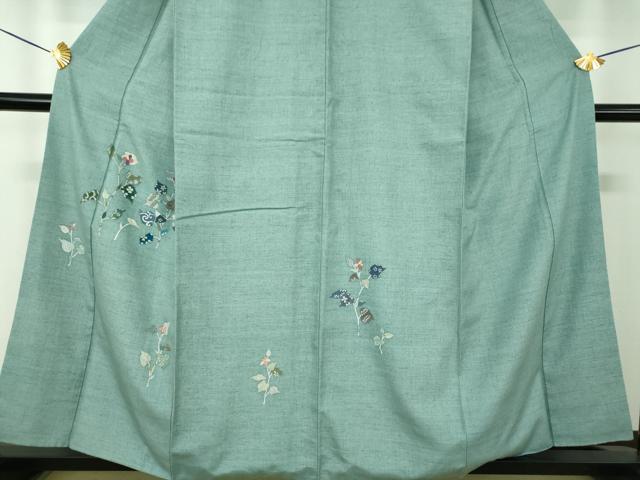 平和屋着物●訪問着　紬地　枝葉文　金彩　正絹　逸品　DABE5391ps