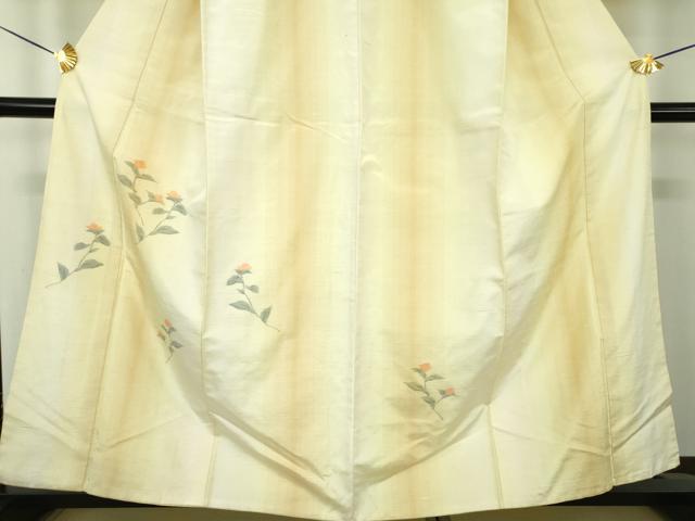 平和屋着物●訪問着　紬地　草花文　正絹　逸品　DABE5392ps