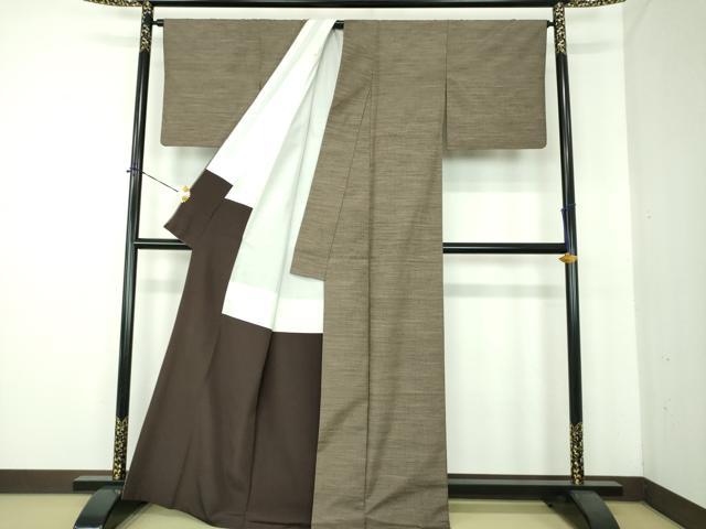 平和屋着物●上質な紬　格子柄　正絹　逸品　DABE5396ps