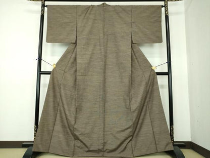 平和屋着物●上質な紬　格子柄　正絹　逸品　DABE5396ps