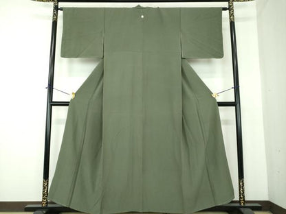 平和屋着物●上質な色無地　黒緑色　正絹　逸品　未使用　DABE5399ps