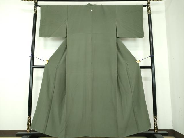 平和屋着物●上質な色無地　黒緑色　正絹　逸品　未使用　DABE5399ps