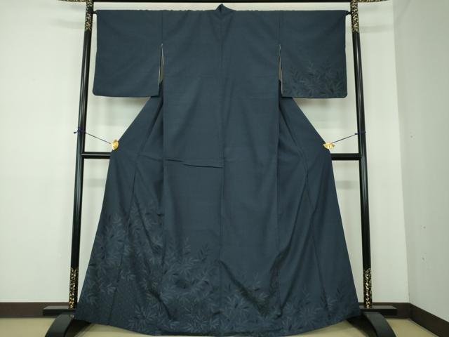 平和屋着物●本塩沢　訪問着　麻の葉草葉文　正絹　逸品　DABE5400ps