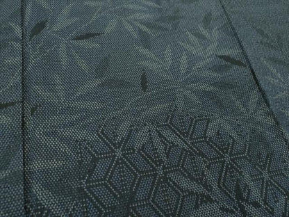 平和屋着物●本塩沢　訪問着　麻の葉草葉文　正絹　逸品　DABE5400ps