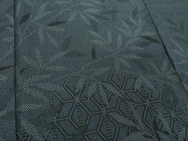 平和屋着物●本塩沢　訪問着　麻の葉草葉文　正絹　逸品　DABE5400ps