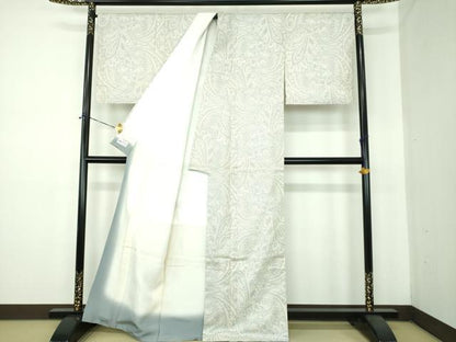 平和屋着物●本場大島紬　白大島　9マルキ　ペイズリー花文　やまと誂製　正絹　逸品　DABE5401ps