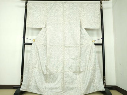 平和屋着物●本場大島紬　白大島　9マルキ　ペイズリー花文　やまと誂製　正絹　逸品　DABE5401ps