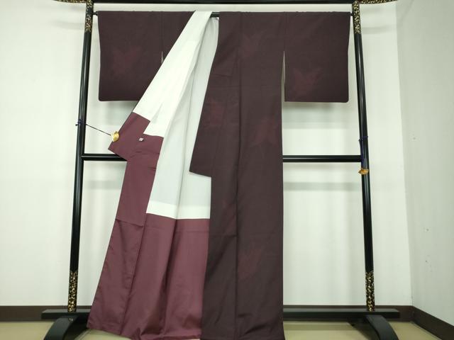 平和屋着物●本塩沢　やまだ織　110亀甲　舞蝶文　証紙付き　正絹　逸品　DABE5402ps