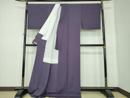 平和屋着物●上質な色無地　作家物　瓢箪花唐草地紋　濃鼠色　正絹　逸品　未使用　DABE5405ps