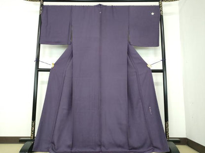 平和屋着物●上質な色無地　作家物　瓢箪花唐草地紋　濃鼠色　正絹　逸品　未使用　DABE5405ps