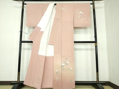 平和屋着物●十日町友禅作家　松雨　訪問着　枝花文　正絹　逸品　DABE5409ps