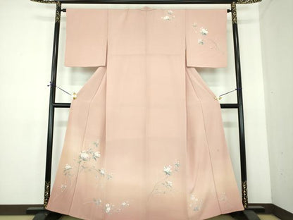 平和屋着物●十日町友禅作家　松雨　訪問着　枝花文　正絹　逸品　DABE5409ps