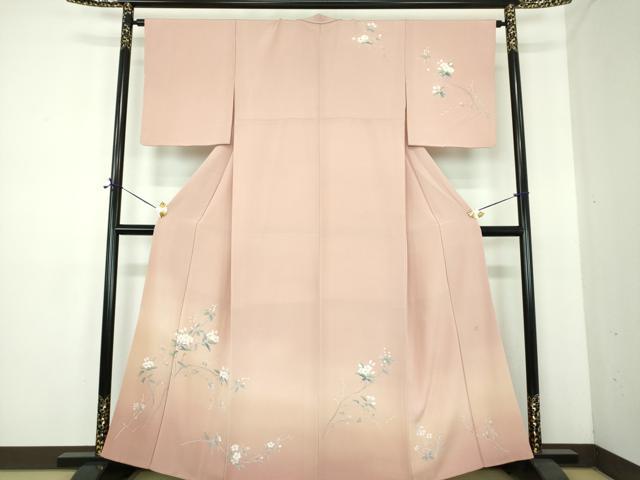 平和屋着物●十日町友禅作家　松雨　訪問着　枝花文　正絹　逸品　DABE5409ps