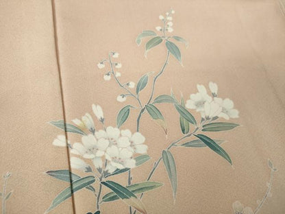 平和屋着物●十日町友禅作家　松雨　訪問着　枝花文　正絹　逸品　DABE5409ps