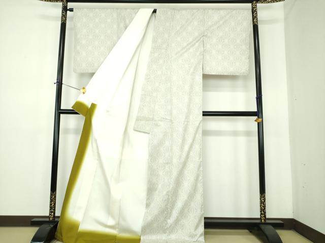 平和屋着物●本場大島紬　白大島　9マルキ　麻の葉文様　正絹　逸品　DABE5410ps