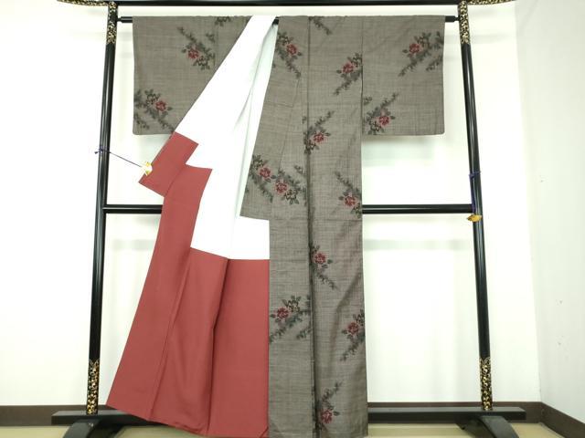 平和屋着物●本場大島紬　9マルキ　草花文　正絹　逸品　DABE5411ps