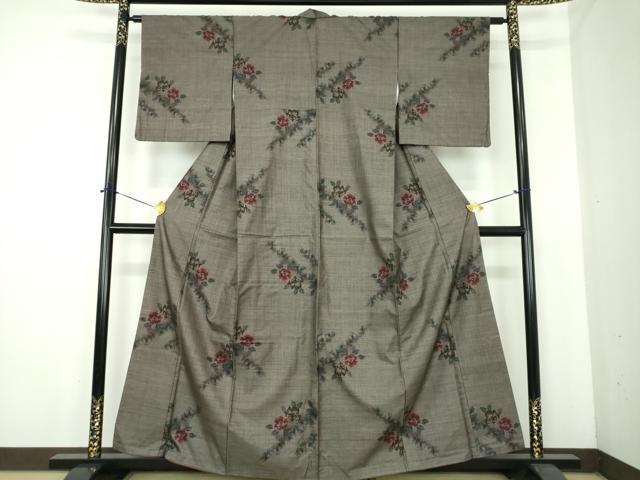平和屋着物●本場大島紬　9マルキ　草花文　正絹　逸品　DABE5411ps