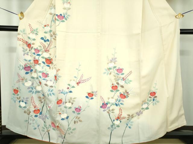平和屋着物●訪問着　刺繍　橘　暈し染め　金彩　反端付き　正絹　逸品　未使用　DABE5421ps
