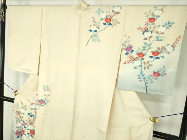 平和屋着物●訪問着　刺繍　橘　暈し染め　金彩　反端付き　正絹　逸品　未使用　DABE5421ps