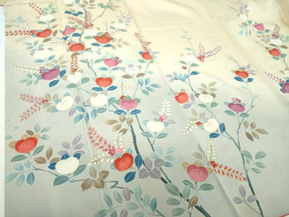 平和屋着物●訪問着　刺繍　橘　暈し染め　金彩　反端付き　正絹　逸品　未使用　DABE5421ps