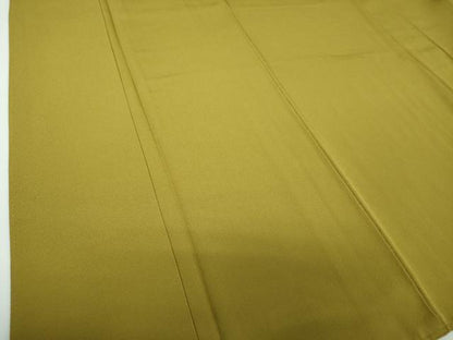 平和屋着物●上質な色無地　皇室献上絹　菜種油色　反端付き　正絹　逸品　未使用　DABE5423ps