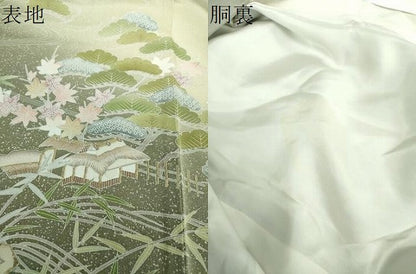 平和屋着物●訪問着　風景花文　暈し染め　金彩　正絹　逸品　DABE5428ps