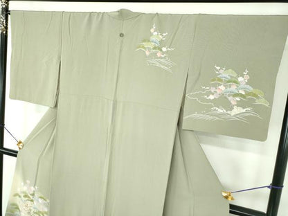 平和屋着物●訪問着　風景花文　暈し染め　金彩　正絹　逸品　DABE5428ps