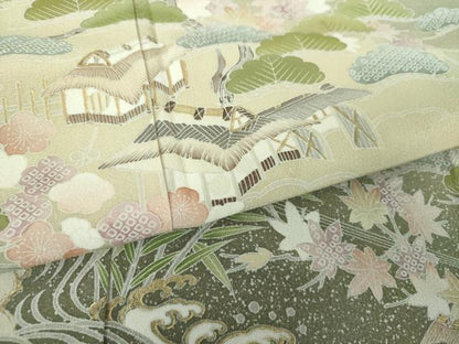平和屋着物●訪問着　風景花文　暈し染め　金彩　正絹　逸品　DABE5428ps