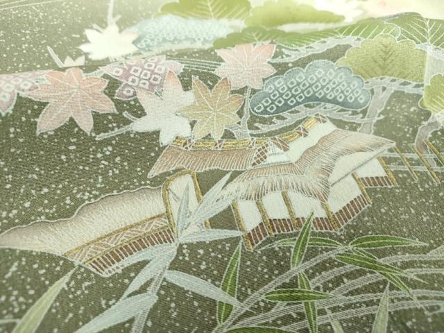 平和屋着物●訪問着　風景花文　暈し染め　金彩　正絹　逸品　DABE5428ps