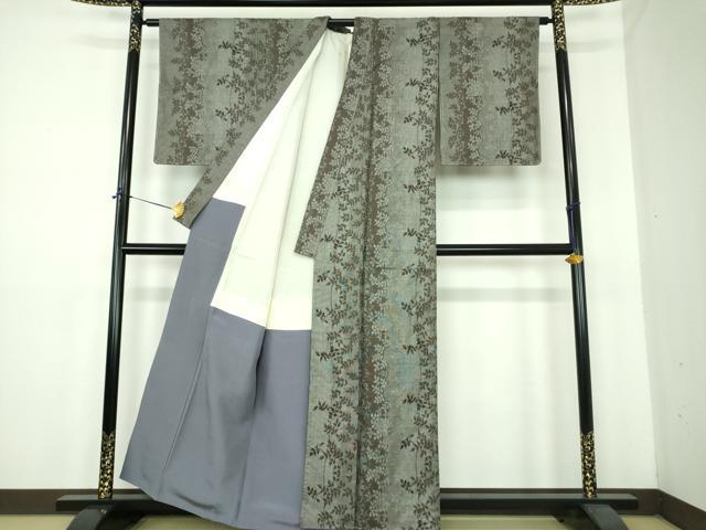 平和屋着物●本場大島紬　9マルキ　草葉文　正絹　逸品　DABE5429ps