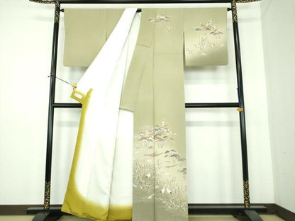 平和屋着物●訪問着　浜松文　立鶴　暈し染め　金彩　やまと誂製　正絹　逸品　DABE5430ps